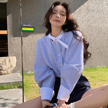 画像をギャラリービューアに読み込む, ストライプ柄配色切替シャツトップス