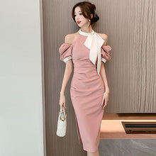 画像をギャラリービューアに読み込む, オープンショルダーパフスリーブリボン甘美デートワンピース
