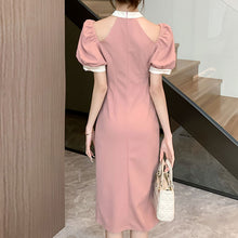 画像をギャラリービューアに読み込む, オープンショルダーパフスリーブリボン甘美デートワンピース