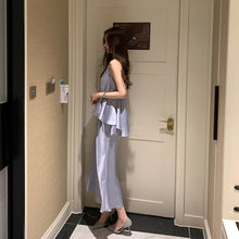 画像をギャラリービューアに読み込む, 光沢感ノースリーブブラウス&フレア裾スカートセットアップ高級感気質アップ