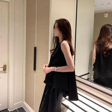 画像をギャラリービューアに読み込む, 光沢感ノースリーブブラウス&フレア裾スカートセットアップ高級感気質アップ