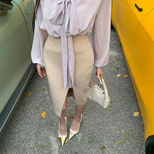 画像をギャラリービューアに読み込む, タイトミディスカートレディースハイウエストスリットデザイン無地きれいめカジュアル着痩せ