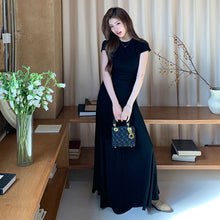 画像をギャラリービューアに読み込む, バックレースアップセットアップ ワンピース風トップス + ロングスカート 着痩せ カジュアル