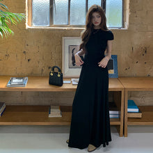 画像をギャラリービューアに読み込む, バックレースアップセットアップ ワンピース風トップス + ロングスカート 着痩せ カジュアル