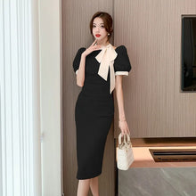画像をギャラリービューアに読み込む, オープンショルダーパフスリーブリボン甘美デートワンピース