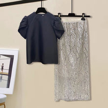 画像をギャラリービューアに読み込む, パフスリーブブラウストップス&スパンコールスカートセットアップ