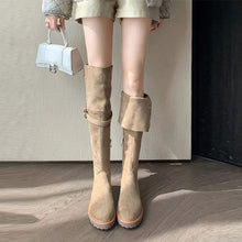 画像をギャラリービューアに読み込む, ローヒール無地コーデしやすいロング丈ブーツシューズ