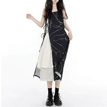 画像をギャラリービューアに読み込む, カジュアルキャミワンピース重ね風カジュアルワンピースストライプ柄調節可能