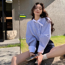 画像をギャラリービューアに読み込む, ストライプ柄配色切替シャツトップス