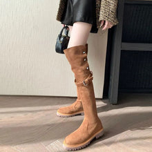 画像をギャラリービューアに読み込む, ローヒール無地コーデしやすいロング丈ブーツシューズ