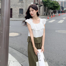 画像をギャラリービューアに読み込む, 配色切替フレア裾トップス&無地カジュアルパンツセットアップ