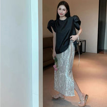 画像をギャラリービューアに読み込む, パフスリーブブラウストップス&スパンコールスカートセットアップ