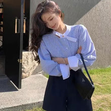 画像をギャラリービューアに読み込む, ストライプ柄配色切替シャツトップス