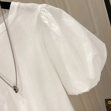 画像をギャラリービューアに読み込む, パフスリーブ半袖無地Tシャツトップス