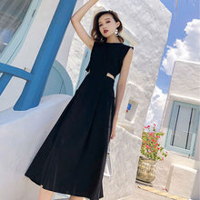 画像をギャラリービューアに読み込む, フランスファッション無地無袖ゆったり着痩せ効果ロングデートワンピース