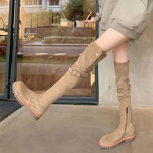 画像をギャラリービューアに読み込む, ローヒール無地コーデしやすいロング丈ブーツシューズ