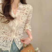 画像をギャラリービューアに読み込む, レース花柄シャツトップス