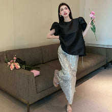 画像をギャラリービューアに読み込む, パフスリーブブラウストップス&スパンコールスカートセットアップ