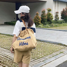 画像をギャラリービューアに読み込む, アルファペットプリントタッセルキャンバスバッグハンドバッグ大容量