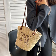 画像をギャラリービューアに読み込む, 花柄ストローウーブンバッグカジュアルショルダーバッグ