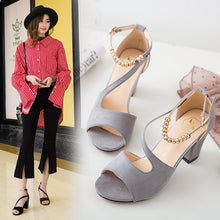画像をギャラリービューアに読み込む, 太いヒールサンダルローマン靴シューズサンダル