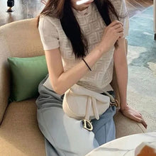 画像をギャラリービューアに読み込む, シンプルコーデニット半袖トップス3カラー選択