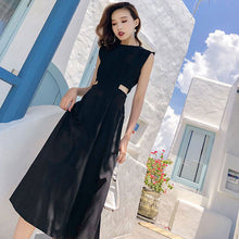 画像をギャラリービューアに読み込む, フランスファッション無地無袖ゆったり着痩せ効果ロングデートワンピース