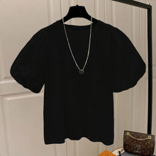 画像をギャラリービューアに読み込む, パフスリーブ半袖無地Tシャツトップス