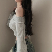 画像をギャラリービューアに読み込む, ワンショルダーネックスウェットトップスショートタイプトップス