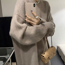 画像をギャラリービューアに読み込む, けだるい風スリットニットセーターリゾートコーデトップス