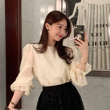 画像をギャラリービューアに読み込む, 2wayリボントッド柄ブラウスデートコーデトップス