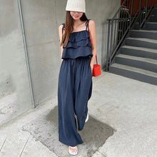 画像をギャラリービューアに読み込む, フレア裾キャミソールトップス&ハイウエストガウチョパンツセットアップ