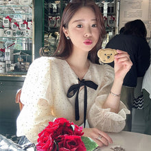 画像をギャラリービューアに読み込む, 2wayリボントッド柄ブラウスデートコーデトップス