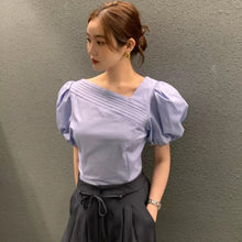 画像をギャラリービューアに読み込む, パフスリーブ半袖ブラウストップス
