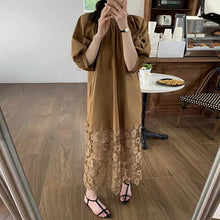 画像をギャラリービューアに読み込む, 透かし彫りレース切替バックリボンカジュアルワンピース