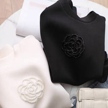 画像をギャラリービューアに読み込む, 立体的花柄シンプルコーデ無地スウェットパーカートップス