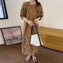 画像をギャラリービューアに読み込む, 透かし彫りレース切替バックリボンカジュアルワンピース