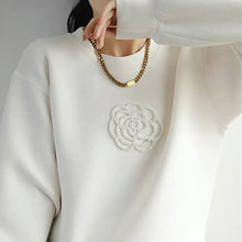 画像をギャラリービューアに読み込む, 立体的花柄シンプルコーデ無地スウェットパーカートップス