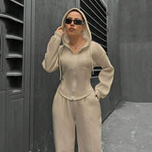 画像をギャラリービューアに読み込む, フード付きパーカー&カジュアルパンツセットアップ運動日常コーデ