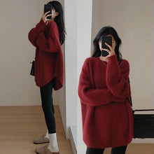 画像をギャラリービューアに読み込む, けだるい風スリットニットセーターリゾートコーデトップス