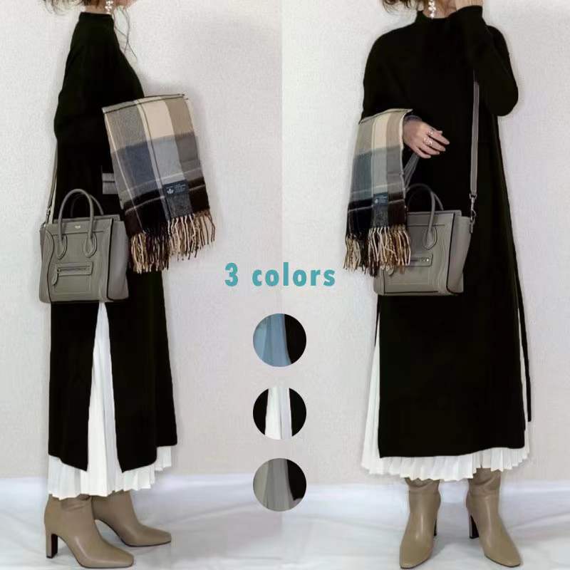 黒スリットワンピース＆プリーツスカートセットアップ – Alexis Reese