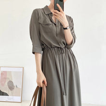 画像をギャラリービューアに読み込む, ウエスト絞り半袖デートワンピースフォーマルコーデ