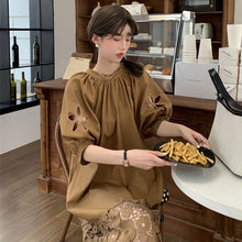 画像をギャラリービューアに読み込む, 透かし彫りレース切替バックリボンカジュアルワンピース