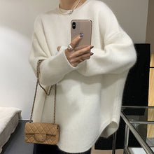 画像をギャラリービューアに読み込む, けだるい風スリットニットセーターリゾートコーデトップス