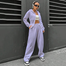 画像をギャラリービューアに読み込む, フード付きパーカー&カジュアルパンツセットアップ運動日常コーデ