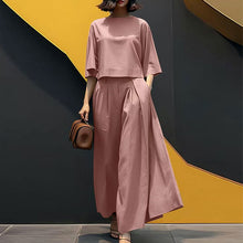 画像をギャラリービューアに読み込む, 無地シンプルコーデブラウス&カジュアルパンツセットアップ