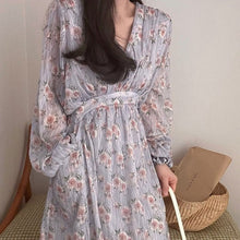 画像をギャラリービューアに読み込む, 3カラー選択花柄マキシワンピースデートワンピース