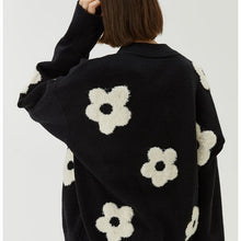 画像をギャラリービューアに読み込む, 立体的花柄黒カーディガンショートアウター