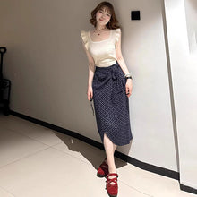 画像をギャラリービューアに読み込む, 透かし編みノースリーブ × ラップスリットスカート セットアップ デート カジュアル