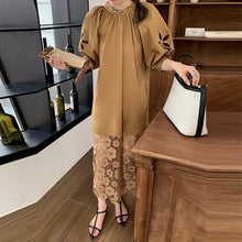画像をギャラリービューアに読み込む, 透かし彫りレース切替バックリボンカジュアルワンピース
